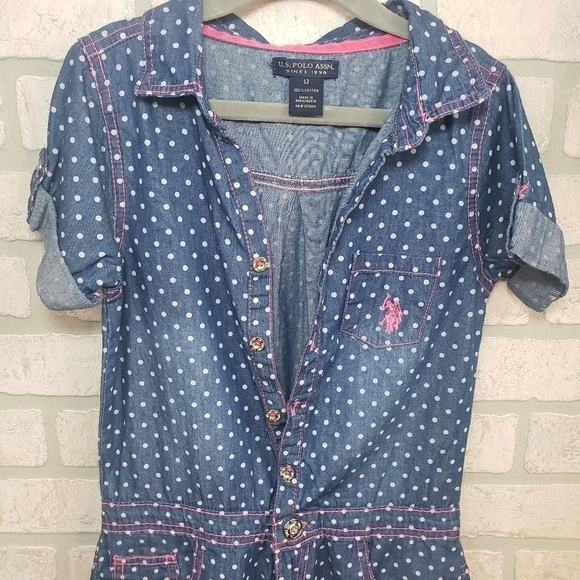 U.S. POLO ASSO. Jean Romper Size 12 - Picture 4 of 11